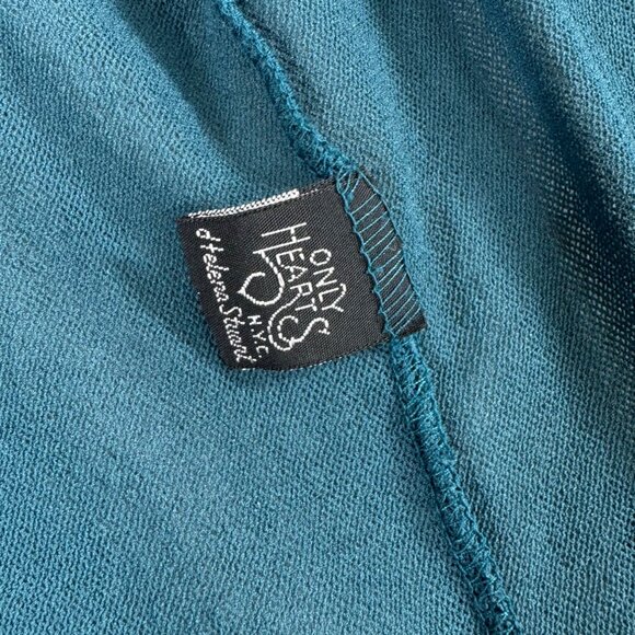 Vintage Y2K Only Hearts Top Lace Trim Blue Wrap Long Sleeve Size P/S - Picture 10 of 11